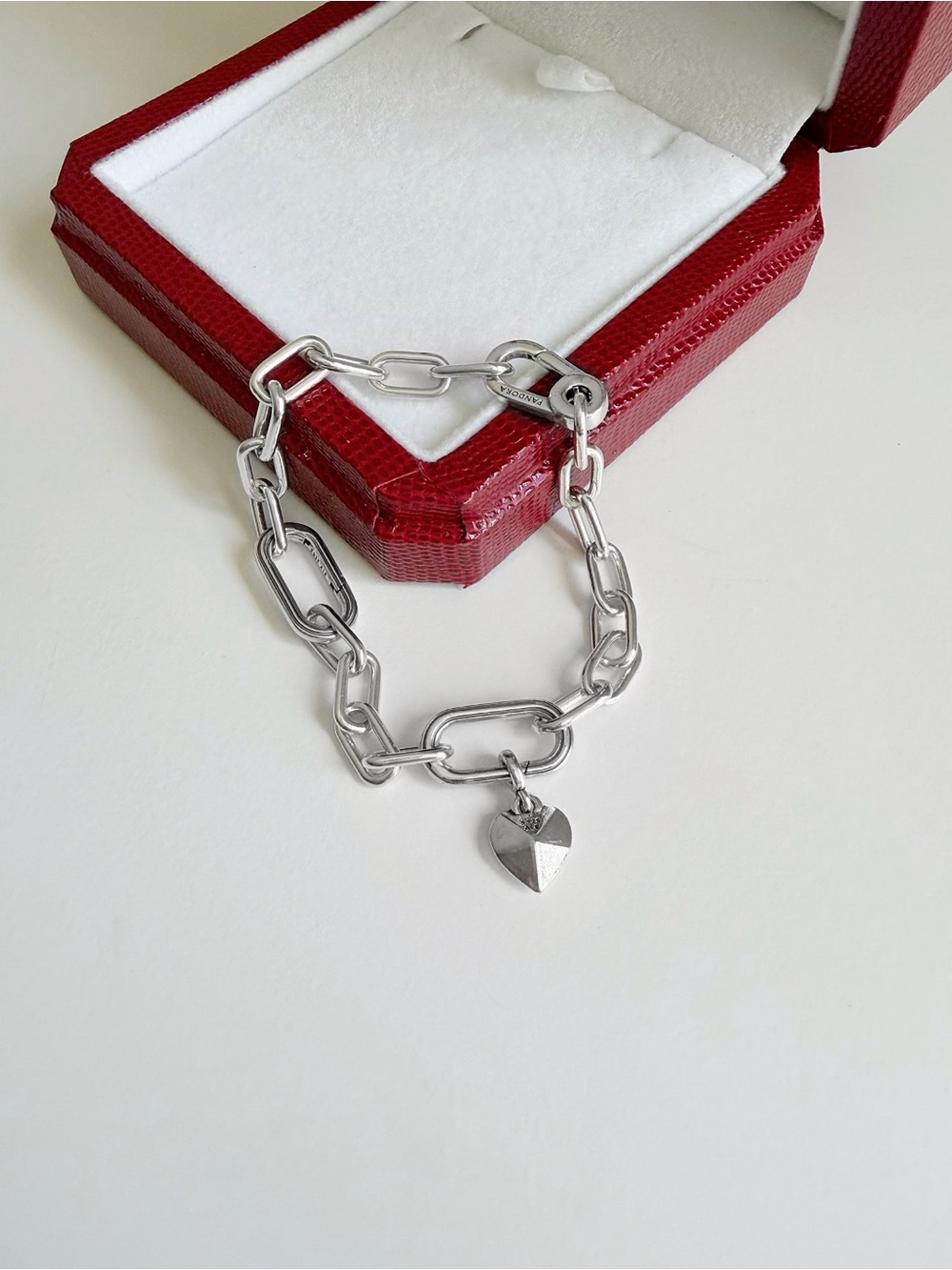 Pandora ME Link Chain Bracelet With Faceted Heart Charm Set
